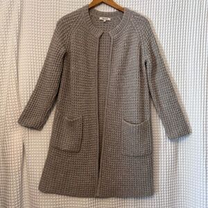 Madewell Oversized Chunky Knit Long Gray Waffle Stitch Cardigan Size XS